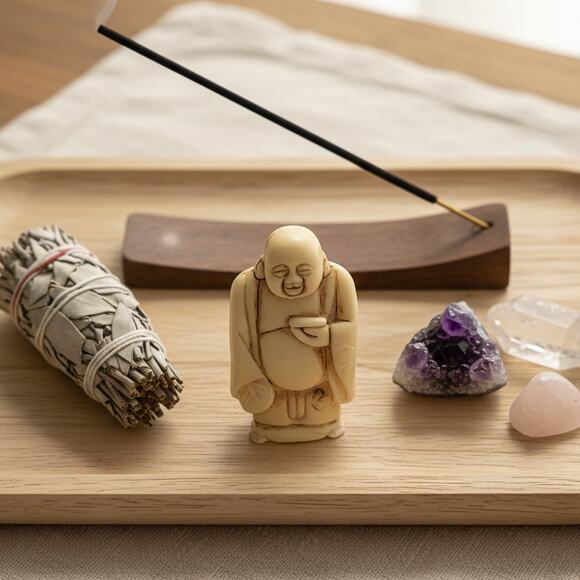 Vintage Miniature Collectible Lot – Green Glass Bottles, Buddha, Glass Dolphin - Picture 3 of 10